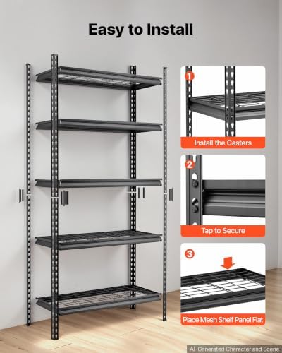 VEVOR Storage Shelves, 5-Tier 2000 lbs Garage Shelving 36 x 16 x 71.4 in