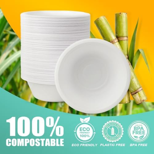 JINVOGREEN 1000 Count 12 oz Paper Bowls Bulk, Compostable Bowls, White