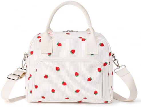 LOVELYWIND Large Insulated Lunch Bag Women, Cute Strawberry Lunch Box 12L