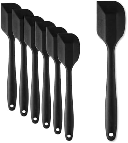 KAKAMINA Black Silicone Spatulas, 8 Pack 8.5 Inch, Sturdy Steel Core
