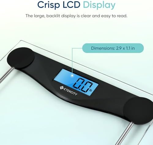Etekcity Digital Body Weight Bathroom Scale, 6mm Tempered Glass, Black
