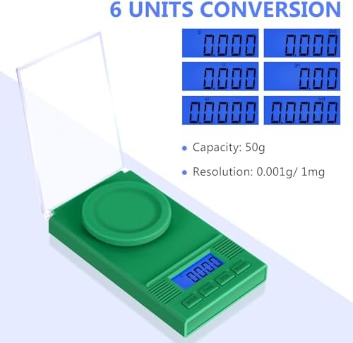 Fuzion Digital Milligram Scale 50g/0.001g, Powder Scale 6-in-1 Kit