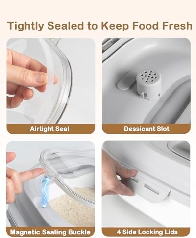 20-50 Lbs Airtight Food Storage Container Wheels,Collapsible Rice Container