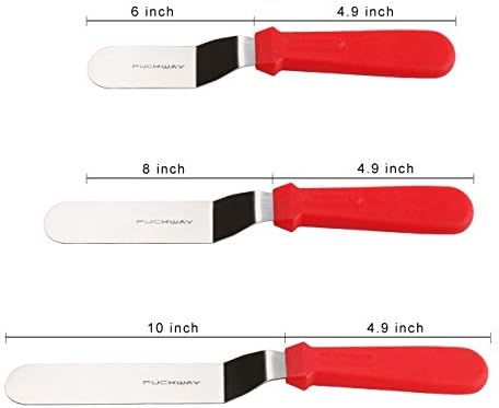 Offset Spatula set of 3 Red 6 8 & 10 Inch Cake Frosting Angled Icing Spatula for Decorating