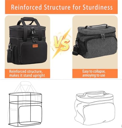 GLENKEY Expandable Lunch Box Insulated Leakproof Cooler Bag Work Outdoor