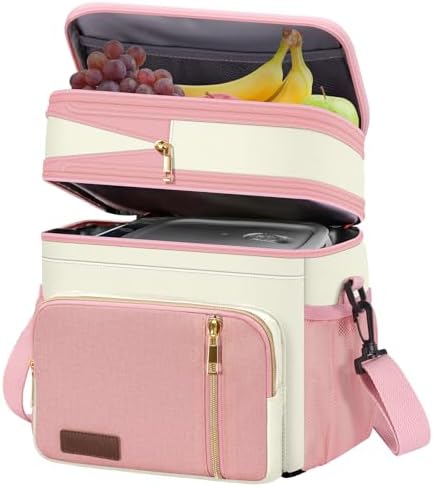 MIYCOO Lunch Bag for Women & Men, Expandable Double Deck Lunch Box, 15L