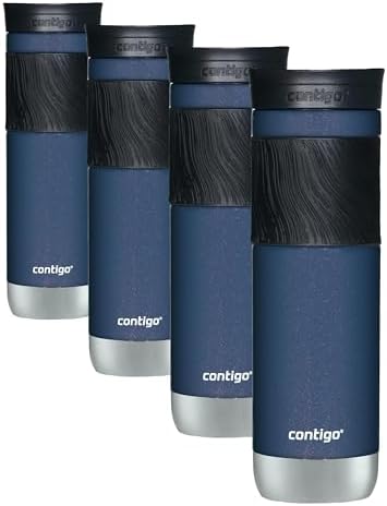 Contigo Byron Travel Mug, Insulated Stainless Steel, 24oz | Leak-Proof Lid | BPA-Free | ThermoLock Insulation | Pack of 4