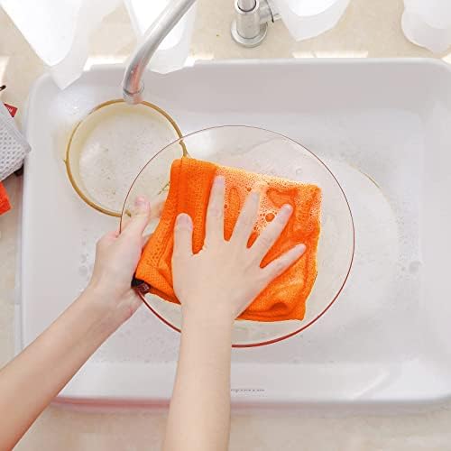 Homaxy 100% Cotton Waffle Weave Kitchen Dish Cloths 6-Pack, Orange