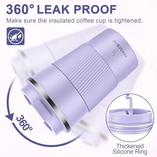 MOMSIV 12oz Travel Coffee Mug, Insulated Coffee Cup with Leakproof Lid