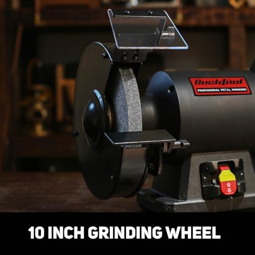 BUCKTOOL 10" 1.5HP Low Speed Bench Grinder,High Precision Wobble Free Wheel