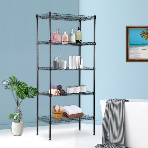 BestOffice | 5-Tier Wire Shelf | 22" x 12" x 48" | Black