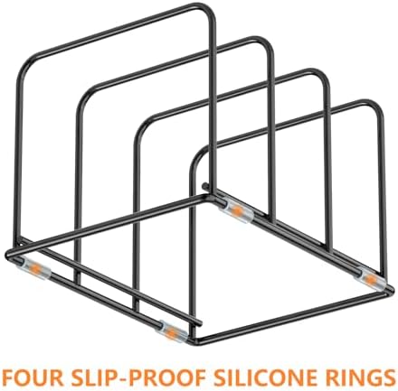 KORRTFID Kitchen Cabinet Organizer - Steel Cookware Rack, Divided Holder with 3 Slots for Skillets, Baking Tray and Chopping Board - Pan Storage (2.2 Inch Width Slots)