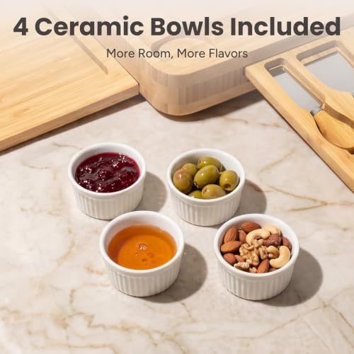 SMIRLY Charcuterie Boards Set, Large Cheese Board Set, Carbonized Bamboo