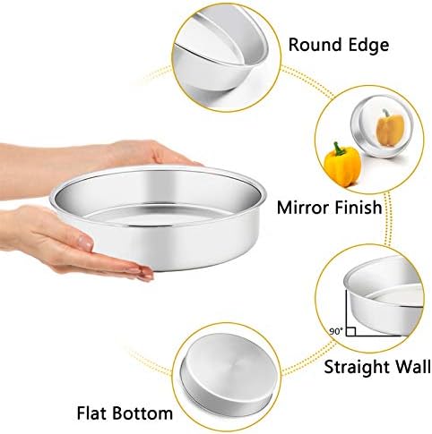 TeamFar 9.5 Inch Cake Pan Set of 2, Round Layer Cake Baking Pans Tins