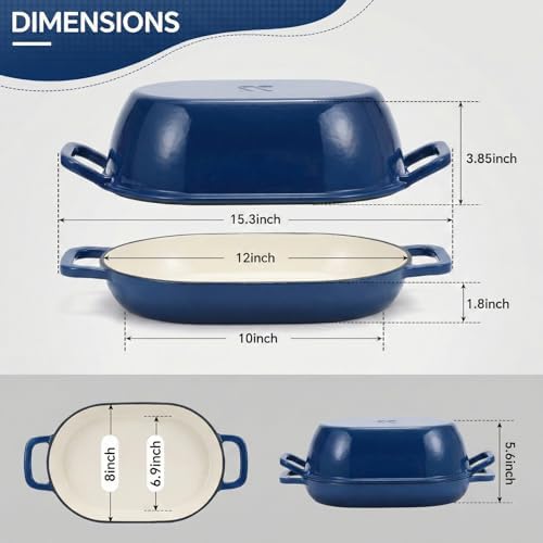 Northriver Casting Enameled Cast Iron Oval Dutch Oven for Bread Baking，12"x8" Bread Pot with Lid，Ideal for Sourdough, Artisan Loaves & Family Meals，5 Qt