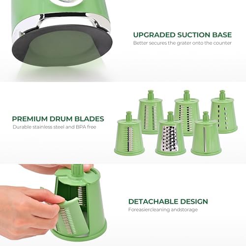 SUSTEAS Rotary Cheese Grater Hand Crank, Kitchen Shredder Vegetable Slicer