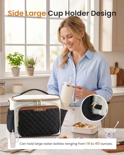 LOVEVOOK Lunch Box for Women, Wide Opening Cute Insulated Lunch Box Bag
