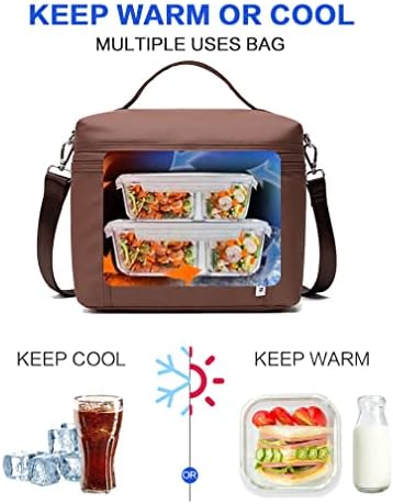 NOL 8L Insulated Lunch Bags for Women Cooler Bag Lightweight Nylon Waterproof Lunch Box For WorkMedium(normal), Coffee