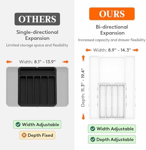 Lifewit Expandable Silverware Drawer Organizer, Utensil Tray for Kitchen