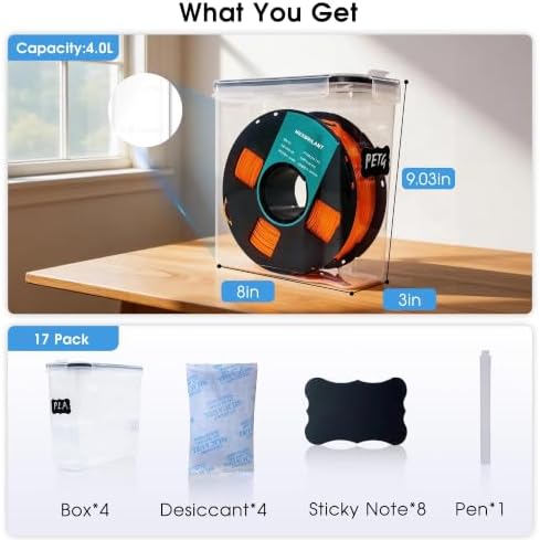 3D Printer Filament Storage Box 4 Pack 4L Airtight