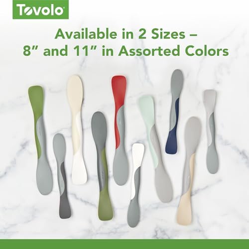Tovolo Scoop and Spread Large Dual End Silicone Sandwich Spreader Tool with Nylon Handle, BPA Free Dishwasher Safe Silicone and Nylon Tool for Spreading and Scooping, Cayenne Red and Oyster Gray