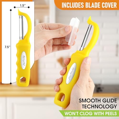 Spring Chef Swivel Potato Peeler with Soft Grip Handle, Set of 2, Yellow