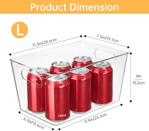 YIHONG Clear Pantry Storage Organizer Bins, 10 Pack Plastic Food Storage Bins with Handle for Kitchen,Refrigerator, Freezer,Cabinet Organization and Storage