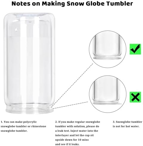 12 Pack Plastic Snow Globe Tumbler with Pre Drilled Hole, 16 Oz Double Wall Plastic Can with Lid and Straw, Mason Jar Mug for Snow Globe Glitter DIY Gift (Clear)