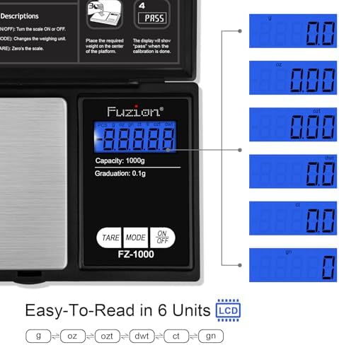 Fuzion Digital Pocket Gram Scale - 1000g/0.1g Small Food Scale Portable
