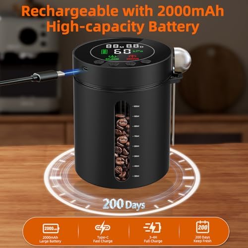 Automatic Vacuum Coffee Canister, 1.3L Coffee Container with LED Display