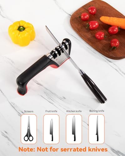 Brigii Knife Sharpener, 4-in-1 Kitchen Knife and Scissor Sharpener