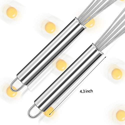 Patelai 2 Pieces Stainless Steel Ball Whisk Wire Egg Whisk Set