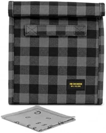 2nd Childhood Insulated Lunch Bag for Men, Durable & Reusable, Plaid Grey