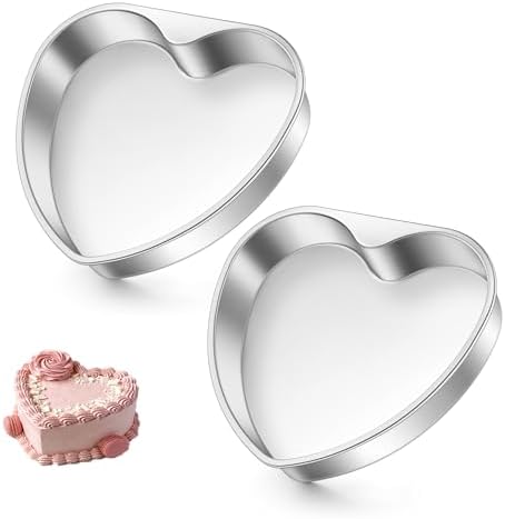 TeamFar Heart Cake Pan Set of 2, 8 Inch Stainless Steel Cake Pans