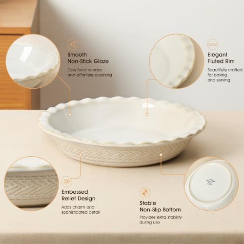 Ceramic Pie Pan, 9 in Pie Dish, Deep Dish Pie Plates for Quiche