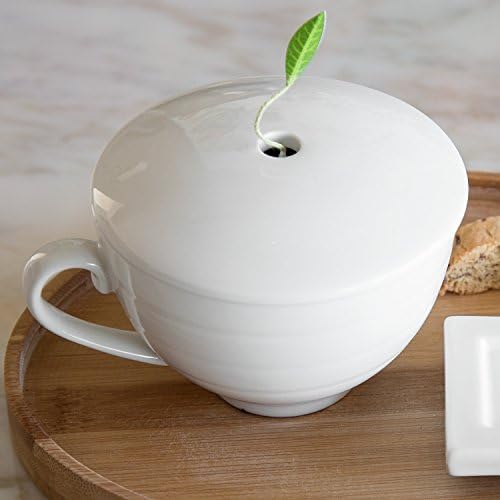 Tea Forte Café Cup with Lid, White, 8 oz
