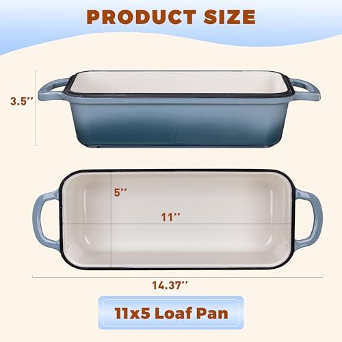 Cast Iron Loaf Pan with Lid, 11x5 Inch 5.8 Qt Sourdough Pan