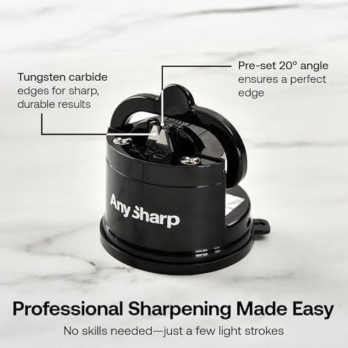 AnySharp – GLOBAL – Easy to Use, Hands Free Knife Sharpener - Black