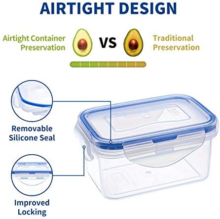 KIGI Small Plastic Food Storage Containers Set, 6 Pack (0.74 Cup)