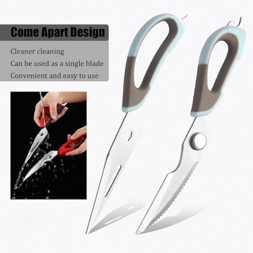 2 Pcs Heavy Duty Kitchen Shears for Food, Come Apart Design & Dishwasher Safe, Multi-function Kitchen Scissors set, Stainless Steel Food Cooking Scissors, No Magnetic Holder