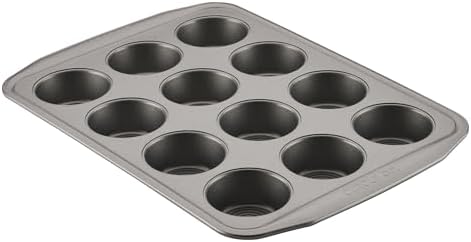 Circulon Nonstick Bakeware 12-Cup Muffin Tin, Gray, Steel