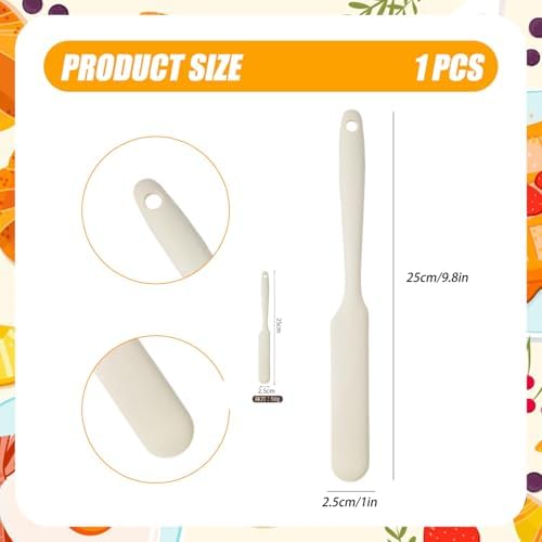 Silicone Jar Spatula,Non-Stick Heat Resistant Kitchen Thin Spatula,Sourdough Stirring Stick,Jam Spreader for Peanut Butter,Cake Cream Butter Spatulas for Scraping Icing Bread Cream (White)