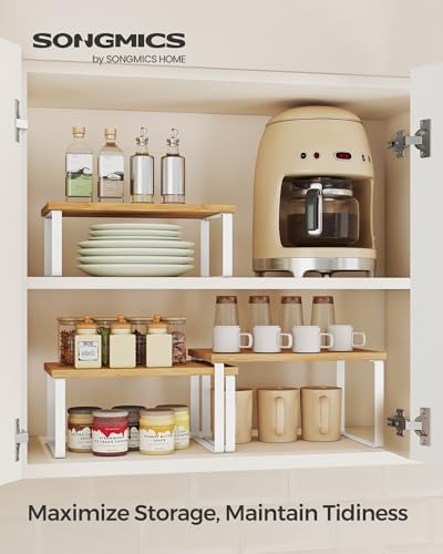 SONGMICS Cabinet Organizer Shelf, Set of 3 Spice Rack, Kitchen Storage