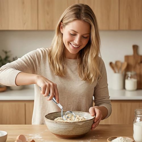 Maxjoy Danish Dough Whisk, Seamless Stainless Steel Sourdough Bread Tool