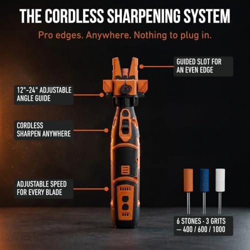 Sharp Pebble Cordless Electric Knife Sharpener with Sharpening Stones