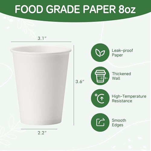 8 oz 400 Pack Disposable Paper Coffee Cups, Hot Coffee Cups