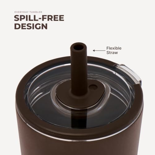 HydroJug Everyday Tumbler 14 oz, Ceramic-Lined Straw Cup, Chestnut