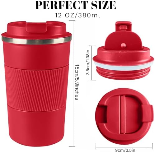 Insulated Travel Coffee Mug, Stainless Steel Coffee Cup with Leakproof Lid