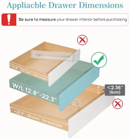 Vtopmart 2.36" Drawer Dividers with Expandable Inserts, 12.8"-22.3", 8 Pack