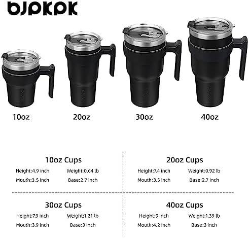 BJPKPK 30 oz Tumbler with Handle & Straw, Insulated Stainless Steel Mug